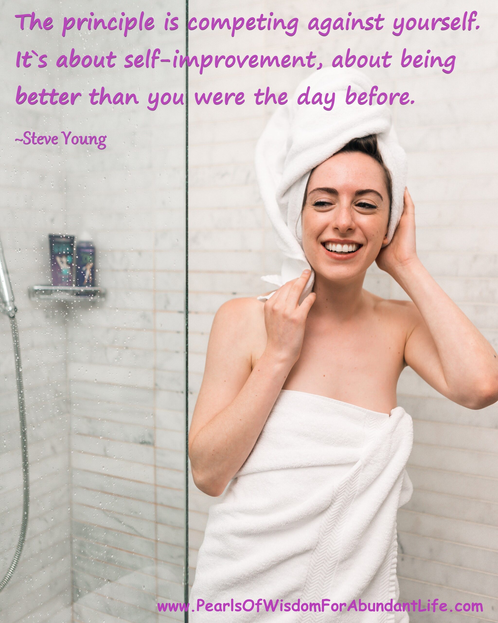Woman coming out of shower