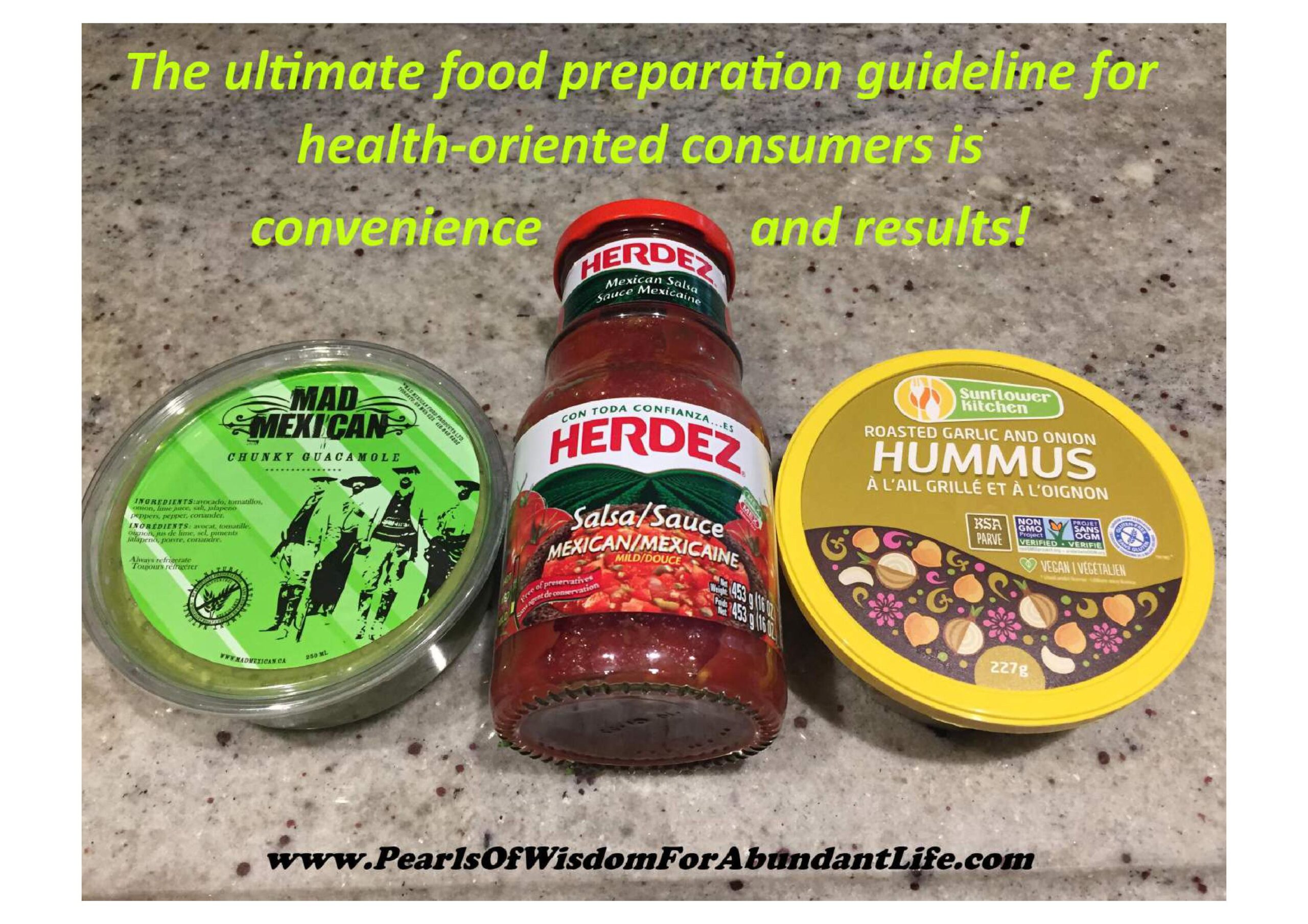 Guacamole, Salza, Hummus